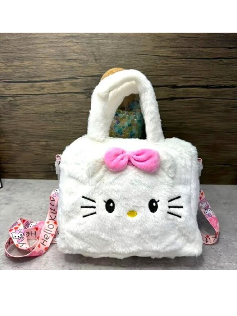 Hello Kitty Plush Crossbody Bag Purse Sanrio Clutch Adjustable Removable Strap